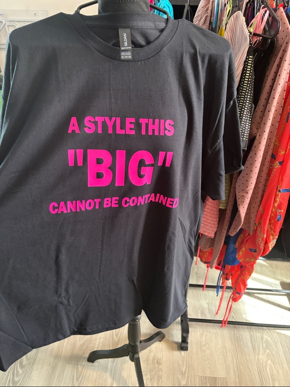 Gildan Black Tee with Hot Pink Graphic "BIG"